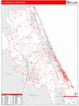 Deltona-Daytona Beach-Ormond Beach Wall Map Red Line Style